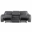 Pemberly Row Contemporary Gray Faux Leather Manual Recliner Sofa