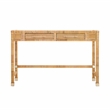 Pemberly Row Contemporary Rattan Glass Top Desk in Natural Finish