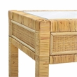Pemberly Row Contemporary Rattan Glass Top Desk in Natural Finish
