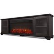 Pemberly Row Solid Wood Landscape Media Electric Fireplace in Brown