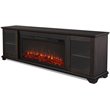 Pemberly Row Solid Wood Landscape Media Electric Fireplace in Brown
