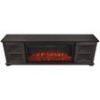 Pemberly Row Solid Wood Landscape Media Electric Fireplace in Brown