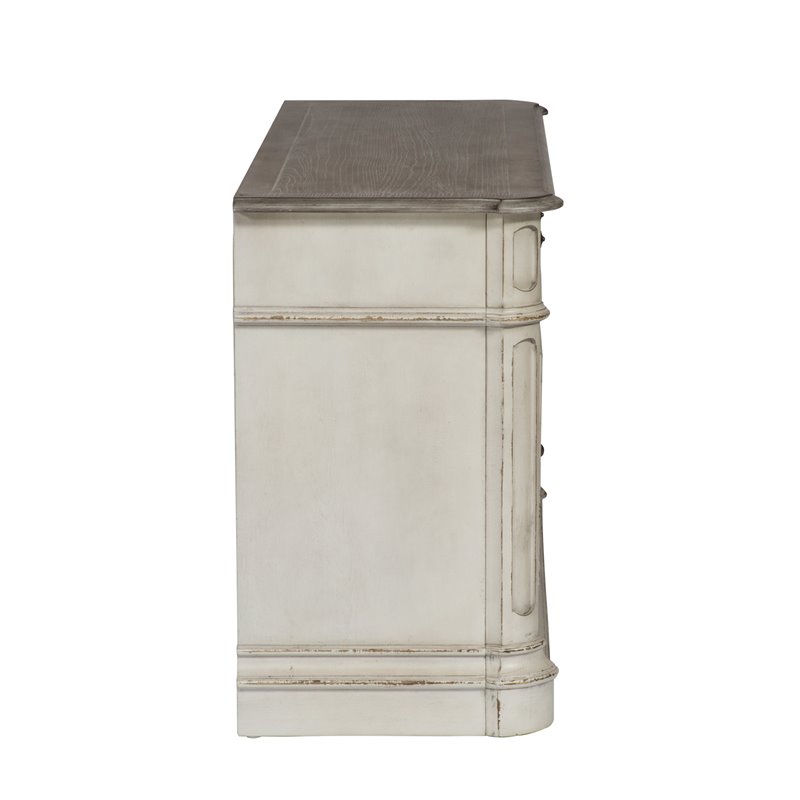 Pemberly Row French Dovetail Drawer Construction Manor Credenza in White