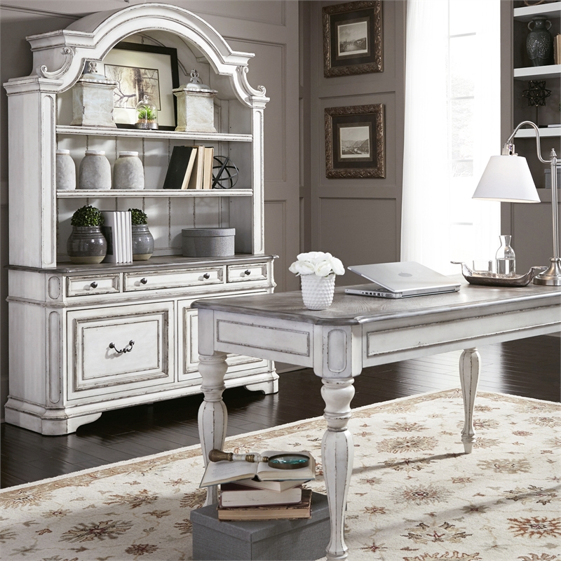 Pemberly Row French Dovetail Drawer Construction Manor Credenza in White
