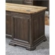 Pemberly Row Double Pedestal Executive Desk Solid Wood Plank Top in Brown