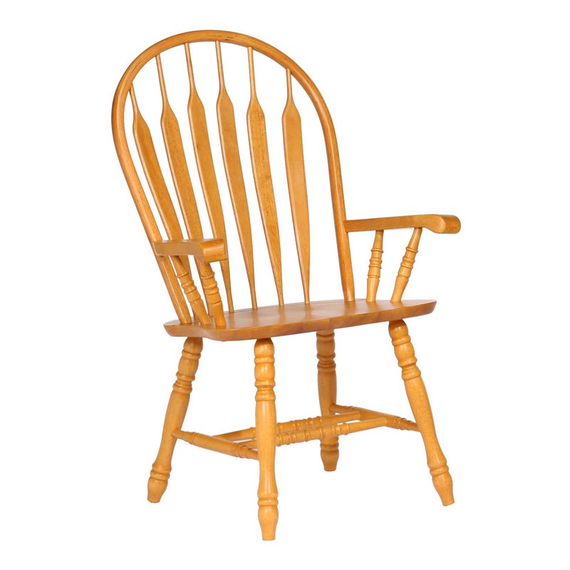 Pemberly Row Dining Chair with Arms Light Oak Solid Wood Armchair