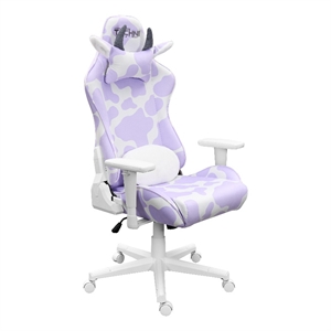 Pemberly Row 19.75&quot Modern Fabric Upholstered Gaming Chair Lavender/White