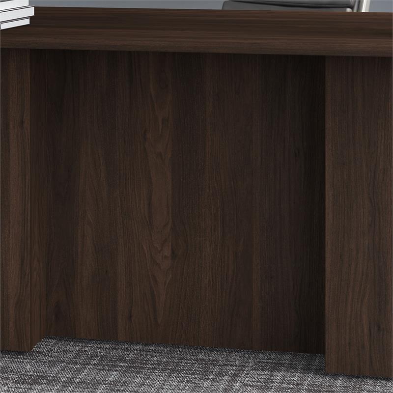 Pemberly Row 72W U Shaped Desk with Hutch in Black Walnut - Engineered Wood