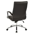 Pemberly Row Executive Mid-Back Chair in Black Faux Leather with Padded Arms