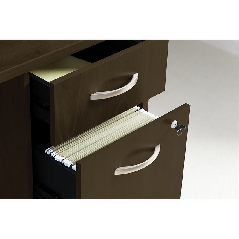 Pemberly Row 72W Office Desk with File Cabinet in Mocha Cherry - Engineered Wood