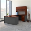 Pemberly Row Right Hand Bow U-Shaped Desk with Hutch and Storage - Hansen Cherry