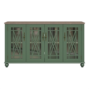 Pemberly Row 63&quot Vintage Wood Kitchen Accent Buffet Sideboard Cabinet - Green