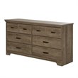 Pemberly Row 4Pcs Dresser & Double Dresser & 2 Nightstands Set in Weathered Oak
