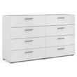 Pemberly Row 3 Piece Double Dresser and Nightstand Bedroom Set in White
