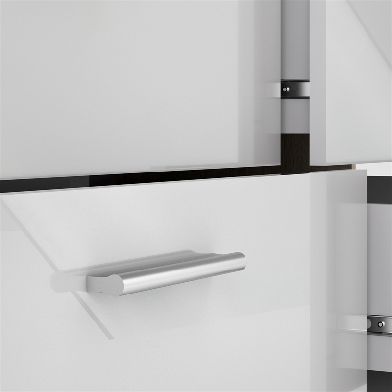 Pemberly Row 3PC Set of 2 Nightstands and 1 Double Dresser in Oak and White