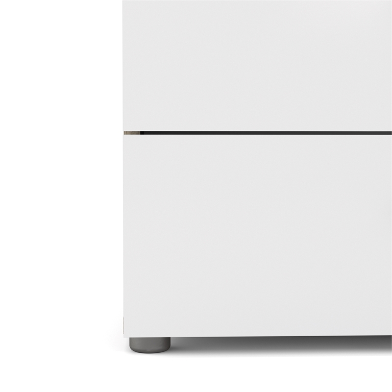 Pemberly Row 3PC Set of Nightstand 7 Chest & Double Dresser in Oak & White Gloss