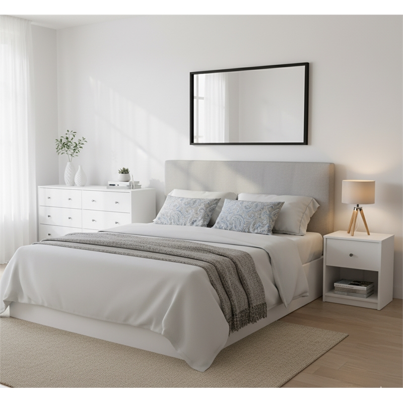 Pemberly Row 2 Piece Modern Wood Dresser and Nightstand Bedroom Set in White