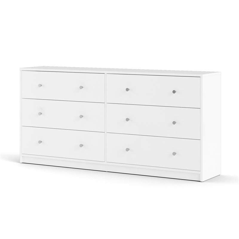 Pemberly Row 2 Piece Modern Wood Dresser and Nightstand Bedroom Set in White