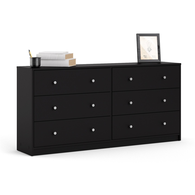 Pemberly Row 2 Piece Nightstand and Dresser Bedroom Set in Black