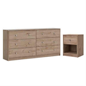 Pemberly Row 2PC Dresser and Nightstand Bedroom Set in Jackson Hickory