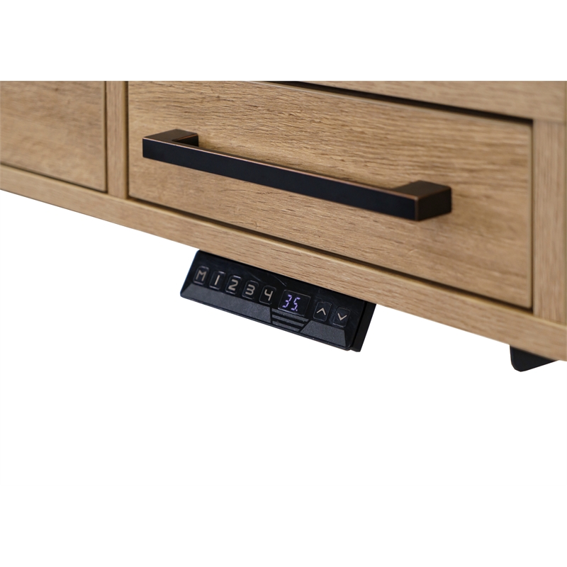 Pemberly Row Modern Wood Laminate Office Electronic Sit Stand Desk Light Brown