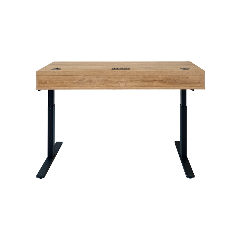 Pemberly Row Modern Wood Laminate Office Electronic Sit Stand Desk Light Brown