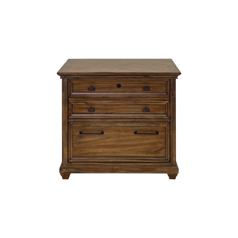 Pemberly Row Wood Lateral File Office Storage File Drawer in Natural Brown