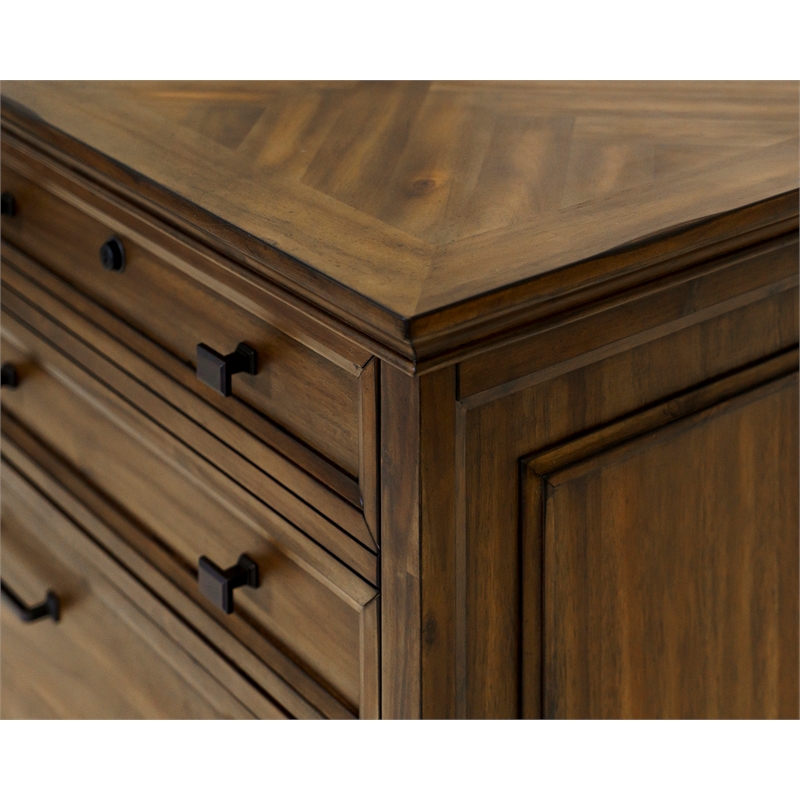 Pemberly Row Wood Lateral File Office Storage File Drawer in Natural Brown
