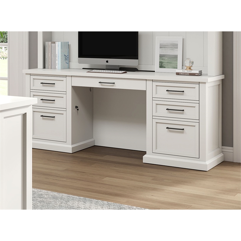 Pemberly Row Modern Wood Desk Office Writing Table in White Finish