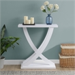 Pemberly Row Modern Criss-Cross Console Table in White Wood Finish
