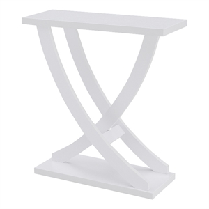 Pemberly Row Modern Criss-Cross Console Table in White Wood Finish