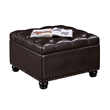 Pemberly Row Ottoman Coffee Table with Storage in Espresso Fabric