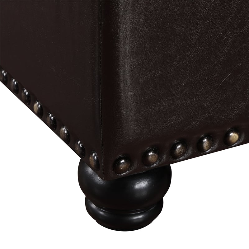 Pemberly Row Ottoman Coffee Table with Storage in Espresso Fabric