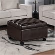 Pemberly Row Ottoman Coffee Table with Storage in Espresso Fabric