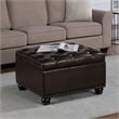 Pemberly Row Ottoman Coffee Table with Storage in Espresso Fabric