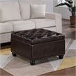 Pemberly Row Ottoman Coffee Table with Storage in Espresso Fabric