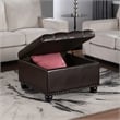 Pemberly Row Ottoman Coffee Table with Storage in Espresso Fabric