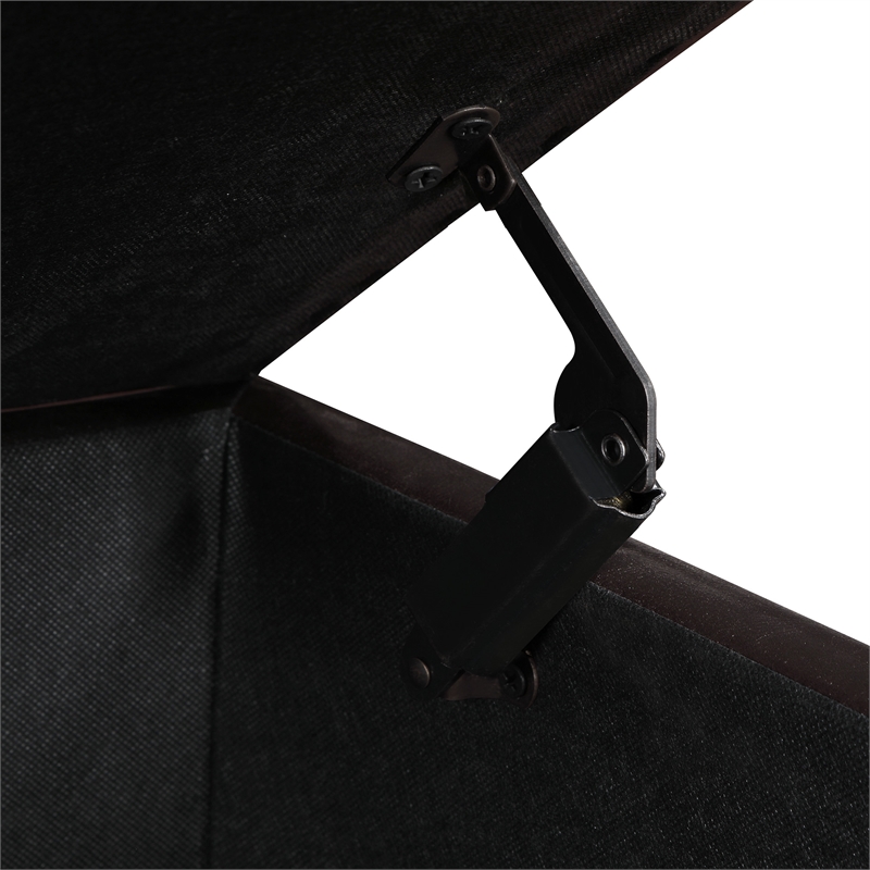 Pemberly Row Ottoman Coffee Table with Storage in Espresso Fabric