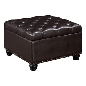 Pemberly Row Ottoman Coffee Table with Storage in Espresso Fabric