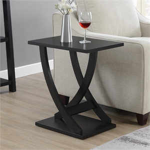 Pemberly Row Criss-Cross Chairside End Table in Black Wood Finish