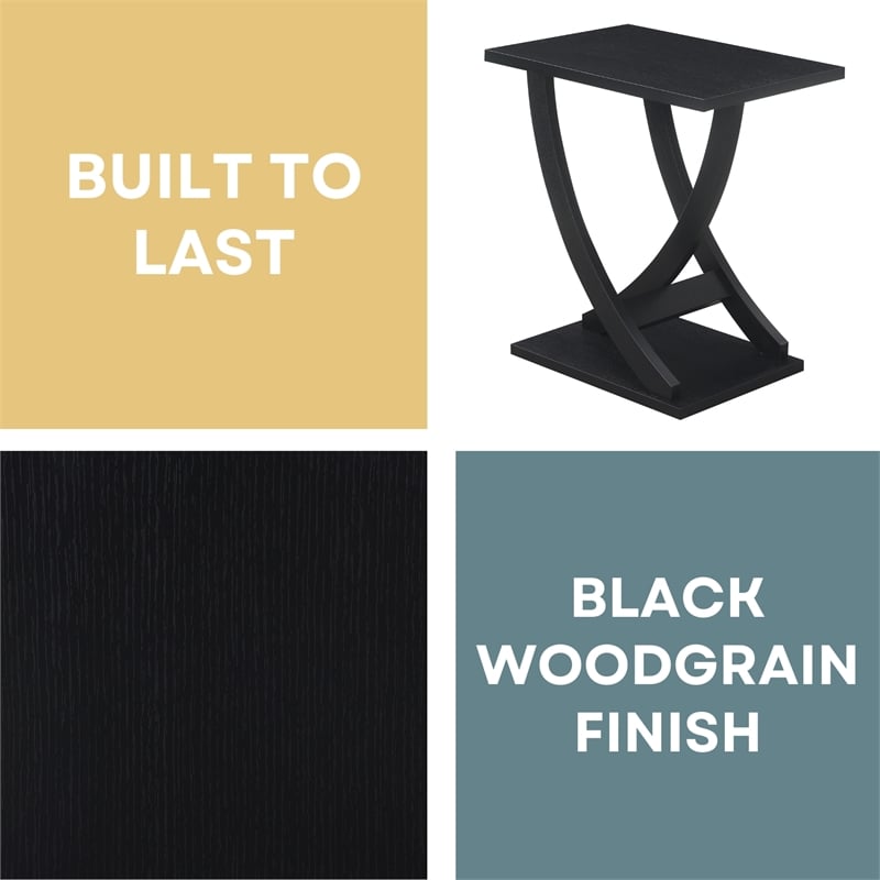 Pemberly Row Criss-Cross Chairside End Table in Black Wood Finish