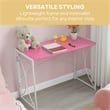 Pemberly Row Folding Desk in Pink Wood Finish and White Metal Frame