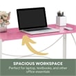 Pemberly Row Folding Desk in Pink Wood Finish and White Metal Frame