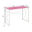 Pemberly Row Folding Desk in Pink Wood Finish and White Metal Frame
