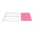 Pemberly Row Folding Desk in Pink Wood Finish and White Metal Frame