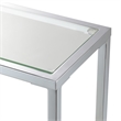 Pemberly Row Chrome Metal Entryway Hall Table with Glass Shelf and Top