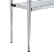 Pemberly Row Chrome Metal Entryway Hall Table with Glass Shelf and Top