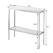Pemberly Row Chrome Metal Entryway Hall Table with Glass Shelf and Top