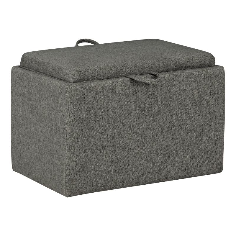 Pemberly Row Accent Storage Ottoman with Reversible Tray in Gray Fabric