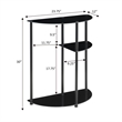 Pemberly Row Classic Three-Tier Display Entryway Hall Table in Black Glass